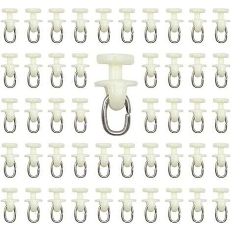 100 pièces Rouleaux de Rail de Rideau-(Blanc) Rail intérieur Crochet de Rideau Rail Glisseur Rail,Rideau Poulie à Rideaux en Plastique (1/4)