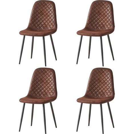 AINPECCA 4X Suede Dining Chairs Padded Seat Metal Legs Kitchen Home Office UK