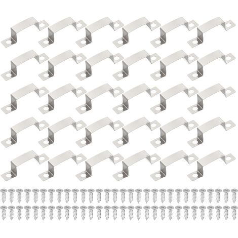 40pcs attache pour bande led, acier inoxydable, vis incluses, 20mmx10mm, intérieur et extérieur (1/5)