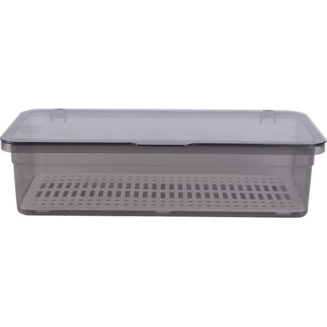 Boîte de rangement en plastique pour baguettes, égouttoir, organisateur de vaisselle anti-poussière pour la cuisine, récipient de rangement pour couverts et fourchettes (noir)-27x11.5x6.7cm-Black (1/4)