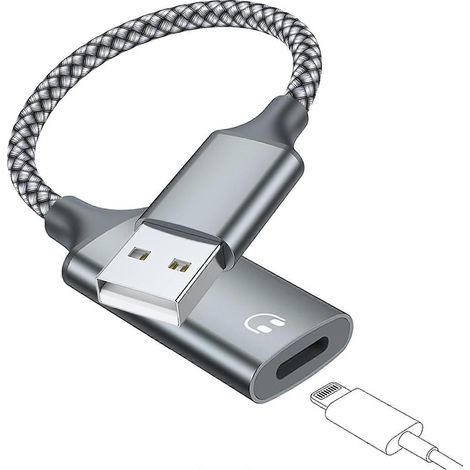 Câble adaptateur audio USB 3.0 mâle vers Lightning femelle, convertisseur audio HiFi pour casque, compatible avec les alimentations PC USB A. (1/5)