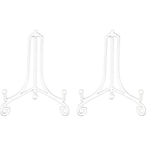 Lot de 2 Chevalets Métal Blanc 4 Pouces Support Décoratif Pour Assiette Photo Livre Cuisine Art Table