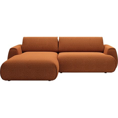 Canapé d'angle gauche convertible en tissu chenille terracotta MONELIA (1/4)