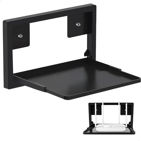 Support Mural Routeur(28x22cm, Noir), Réglable Etagère Murale pour Routeur Répéteur, Universelle Support de Stockage Mural pour Routeurs, Projecteur, Boîtier TV (1/5)