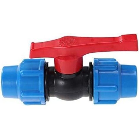 Vanne à boisseau sphérique en plastique MDPE - Raccord de tuyau de compression avec valve à bille en ligne - Pour une utilisation avec tuyau d'eau - 32 mm (1/4)