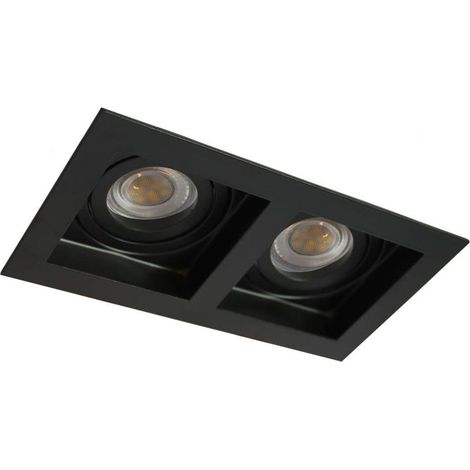 Aro empotrable rectangular "Akrah" de dos luces (2xGU10) – Negro