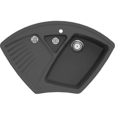 Évier d'angle VB Arena Corner 975 x 625 mm avec égouttoir. Évier avec cuve en céramique intégrée. Graphite cplus