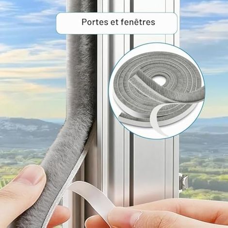 9 M Joint Brosse Porte Coulissante Joint Porte Entree Autocollant 9 mm(B) x9 mm(D) Joints Fenetre Isolation Gris Anti-vent pour Fenêtres Portes Armoires Portes Coulissantes (1/4)