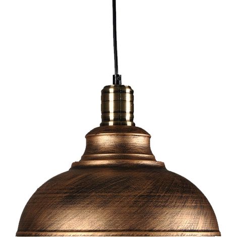 Suspension Lot de 2 Suspension Luminaire Industrielle Lustre Plafonnier Vintage E27 Rétro Métal Lampe de de Plafond, Diamètre 29 cm (Rouille Cuivre) (1/5)