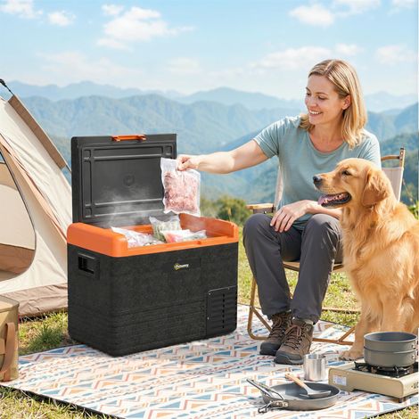 Glacière électrique portable 40L Réfrigérateur de voiture 12V/24V jusqu'à -20℃ avec écran LED tactile 58,7x36,5x43,8 cm Noir (1/5)