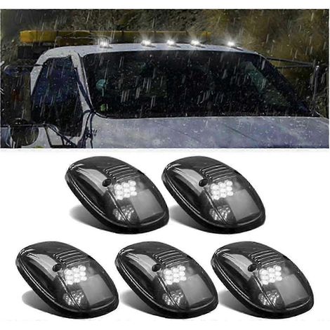 Feux de cabine solaires pour camion, 5 feux de cabine LED, feux de gabarit LED pour toit de cabine, feux de gabarit sans fil blancs SZRH (1/4)