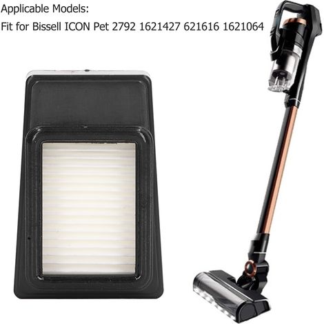 Ortviai Filtres d'aspirateur pour Bissell ICON Pet 2792/1621427/621616/1621064 – Lot de 2 avec coton filtrant lavable (1/4)