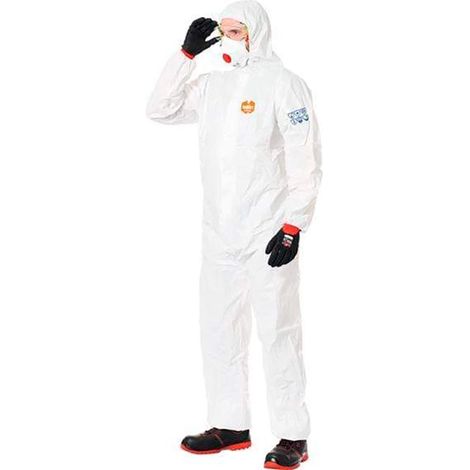 Issaline 08290 Mono desechable para trabajo químico Cat. III Tipo 5.6 Blanco XXL (1/2)