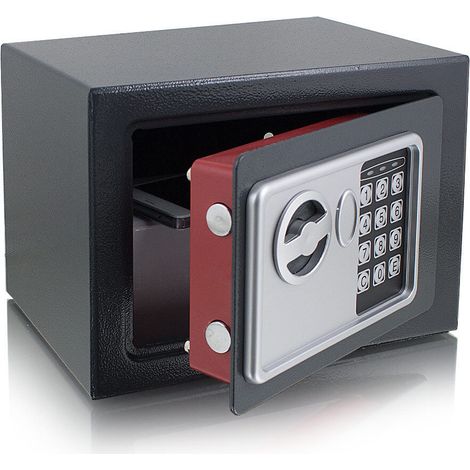 Bituxx Mini Tresor Zahlenschloss elektronisch Minisafe Wandtresor Wandsafe Grau Tresor Maße(B/H/T): 230mm x 170mm x 170mm Türstärke: 3 mm