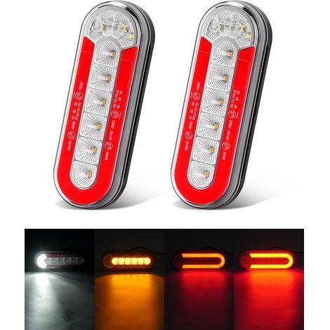 2Pcs Feu Arriere Remorque LED, Multifonctionnel 12V 24V, Etanche IP67 ABS, Pour Camion Caravane Tracteur (1/5)