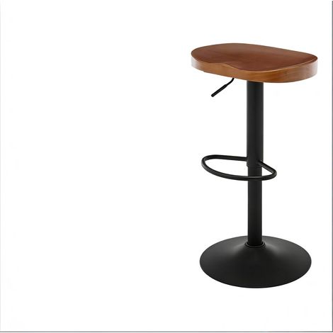 Tabouret de bar en bois massif réglable en hauteur et pivotant, couleur marron (1/5)