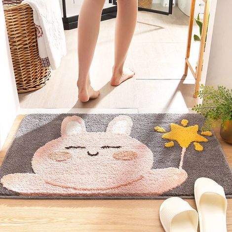 Tappetini da bagno antiscivolo e assorbenti, lavabili in lavatrice, tappetino da bagno morbido in peluche, tappetino doccia ad asciugatura rapida con retro in gomma antiscivolo, k (1/2)