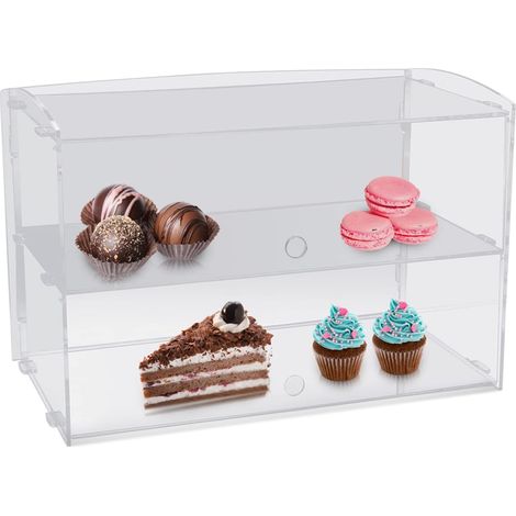 Vitrine en acrylique pour pâtisseries, vitrine à 2 étages pour cupcakes et pâtisseries, vitrine de comptoir pour pâtisseries et beignets pour les ménages, les boulangeries, les restaurants et les pâti (1/5)