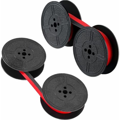 Lot de 2 paires de rubans universels pour machine à écrire, double bobine, pour la plupart des machines à écrire - Noir et rouge (1/5)