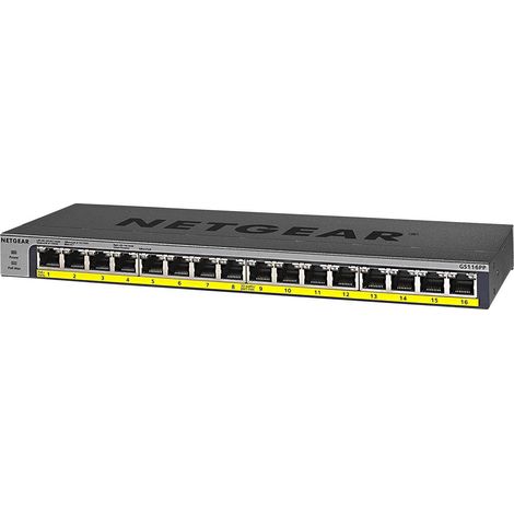 Switch NETGEAR GS116PP-100EUS 16 ports Gigabit PoE+ 183 W Noir (1/5)
