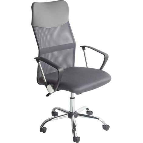 Sedia Ufficio Rete Grigio e Ecopelle Alzata a Gas Girevole Inclinabile Design