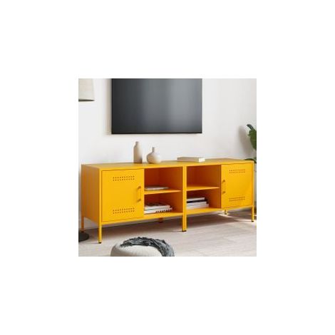 Meubles TV 2 pcs jaune moutarde 68x39x50,5 acier (1/5)