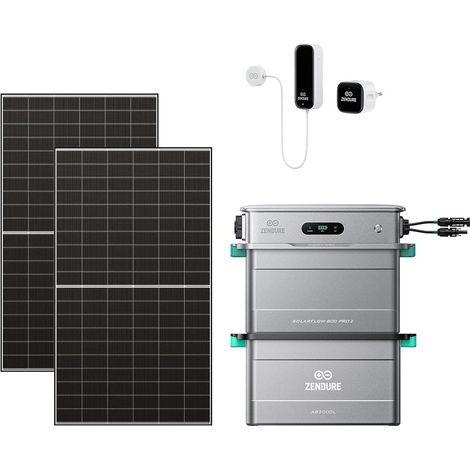 Zendure SolarFlow 800 Pro 2 – Balkonkraftwerk mit Speicher, 2640W Solar-Eingang, 1000W AC-Laden, 800W Ausgang, KI-Energiemanagement, mit AB2000L, mit Smart Meter D0, 2x500W Solarpanel