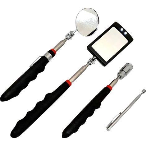 Retractable car mirror - Extendable and illuminated inspection tool with swiveling head - Mechanical inspection mirror - For SUVs, trucks, motorhomes, minivans (1/5)