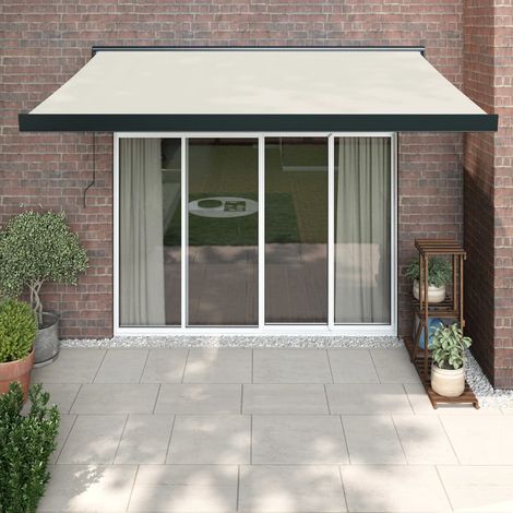 Auvent rétractable Marquise Store Banne Auvent de jardin crème 3,5x2,5 m tissu et aluminium 28650 (1/5)