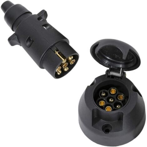 Prise remorque 7 broches male et femelle étanche 12V – Broches en laiton – Connexion sécurisée pour camions et caravanes (1/5)