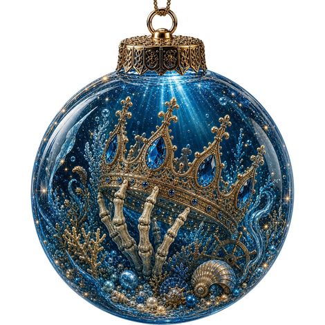 Un pendentif boule de cristal sur le thème marin, une boule de cristal lumineuse 3D en forme de méduse, un cadeau de décoration pour sapin de Noël, style A avec lumières. (1/3)