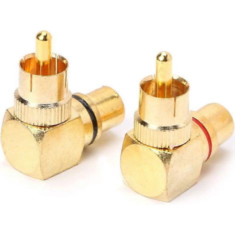 Adaptateur RCA coudé en laiton plaqué or mâle vers femelle à 90 degrés (1/4)