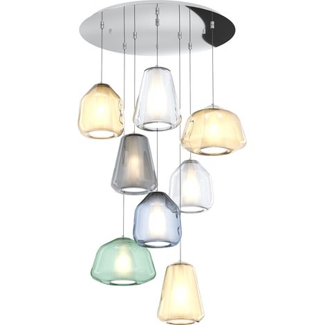 SOSPENSIONE CROMO 8 LUCI TONDA VETRI (ALPHA VE + AM) (BETA TR + BL + AM) (GAMMA FU + AM + TR) 1176CR-S8 T ABG-MC