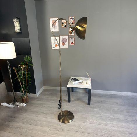 Lampadaire Elvon Métal Moderne E27 Largeur 30 cm Abat-jour Réglable Tablette Variateur (1/4)