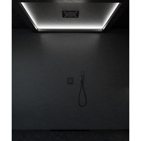 Conjunto de ducha termostática con rociador de techo - Negro (1/5)