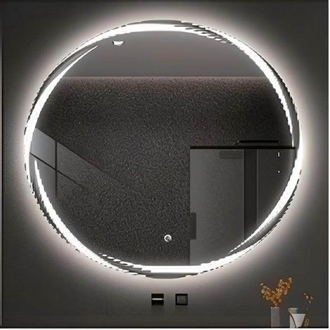 50 cm Round LED Bathroom Mirror, Dimmable, Anti-Fog