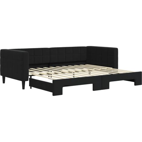 Maison Exclusive - Lit de jour avec gigogne sans matelas noir 90x200 cm