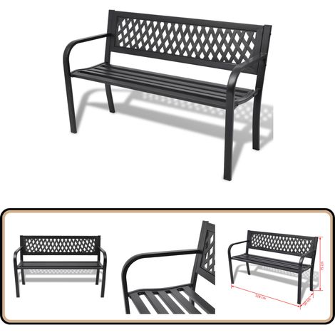 Gartenbank 118 cm Stahl Schwarz - Gartenzitmöbel - Gartenbank - Metallbank - Outdoor Möbel - Balkonmöbel