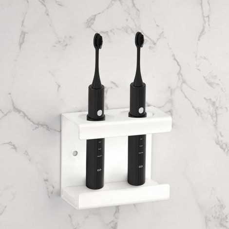 Support Mural pour Brosse à Dents électrique avec Plateau de diatomite, Support de Rangement de Brosse à Dents Auto-adhésif pour Salle de Bain (Blanc)
