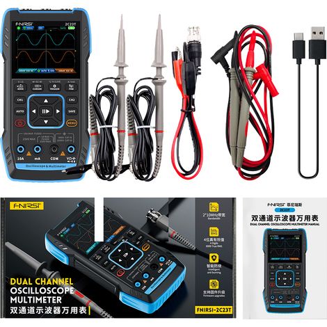 Oscilloscope 3 en 1 multimètre générateur de signal machine écran IPS 2,8 pouces Oscope mètre portable bande passante 10 MHz taux d'échantillonnage 50 MSa/s oscillomètre double canal avec forme d'onde (1/5)