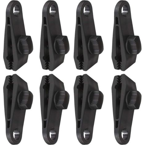8 pièces Pince de bâche, Nylon léger, Verrouillage sécurisé, Pour tente camping caravane (1/5)