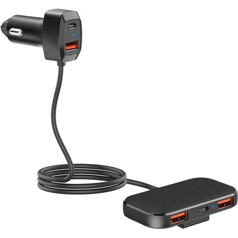 Car Fast Charging 5-Port Multifunctional Extension Cable Car Phone Charger Smart Expansion Car Charger SC02 -- SC02M (60W) (1/4)