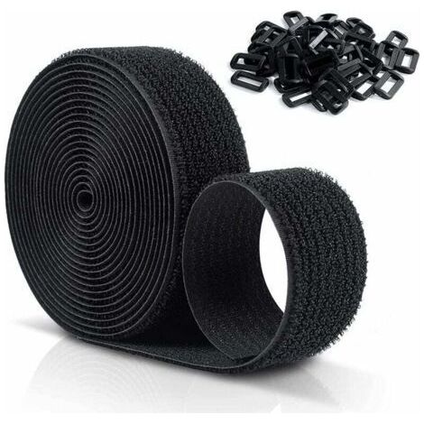 Lot de 10 attaches auto-agrippantes réutilisables MX de 25 mm, colliers de serrage réglables avec 50 boucles en plastique, colliers de serrage en nylon noir avec fermeture auto-agrippante, découpables