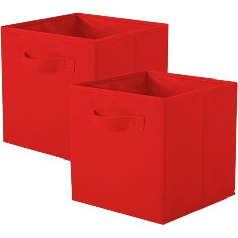 Boîtes de rangement pour placards et jouets, boîtes de rangement en tissu pliables et tiroirs de rangement en tissu, lot de 2 (Rouge) (1/5)