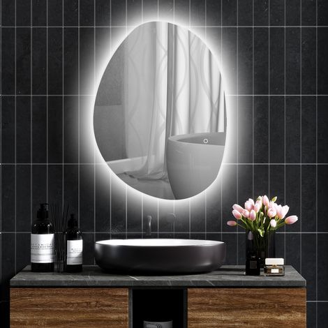 Specchio da bagno con luce LED 80x60 cm, 3 colori di luce, luminosità regolabile, funzione antiappannamento, funzione memoria, IP44.