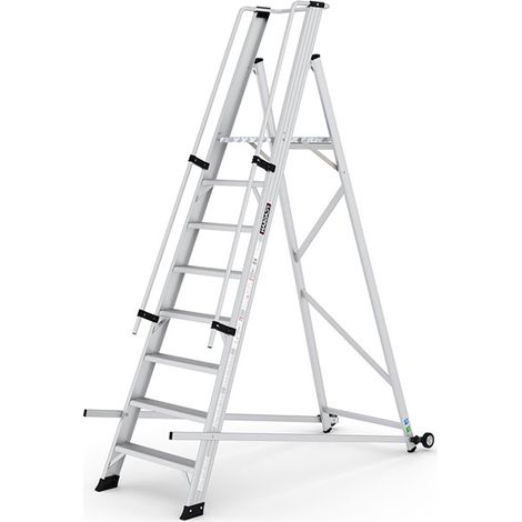 Scaletta con ruote 8 gradini - Altezza massima di lavoro 4.00m - VE7
