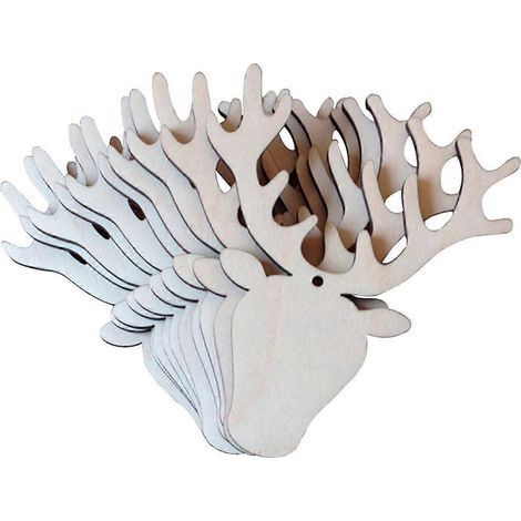 10 têtes de cerf en bois à suspendre au sapin de Noël - Décorations en bois à faire soi-même pour une joyeuse fête de Noël à la maison (1/3)