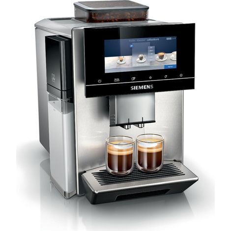 SIEMENS Macchina da caffè EQ900 plus TQ905DZ3, 36 specialità di caffè internazionali, macinatura individuale, controllo app, ampio display full touch, acciaio inox