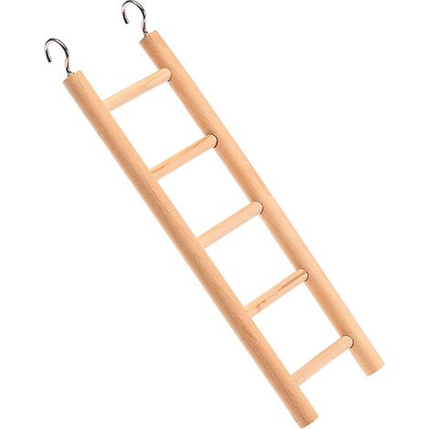 Échelle en bois pour petits perroquets, perruches et cockatiels – Fixation avec crochets – 3 tailles disponibles – Dimensions : 7 x h 22.8 cm – Ferplast