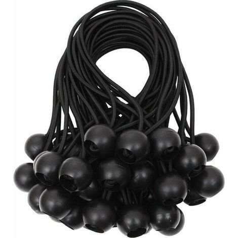 Planenspanner, Kugelgummiseile, elastische Gummiseile, Gummigummiseile für Banner, Planen, Pavillons, Zelte, Vorhänge, Verlängerungsgurte, Planenstützen, weiß, 15 cm (schwarz, 40 Stück)